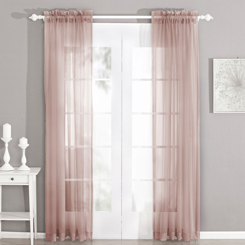 Panneaux de rideaux transparents de couleur unie avec passe-tringle, l 56" x L 84", blanc