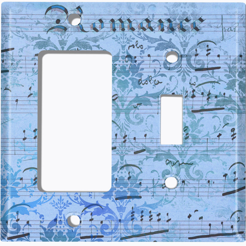 Patterned 2 - Gang Standard Combination Wall Plate, Blue