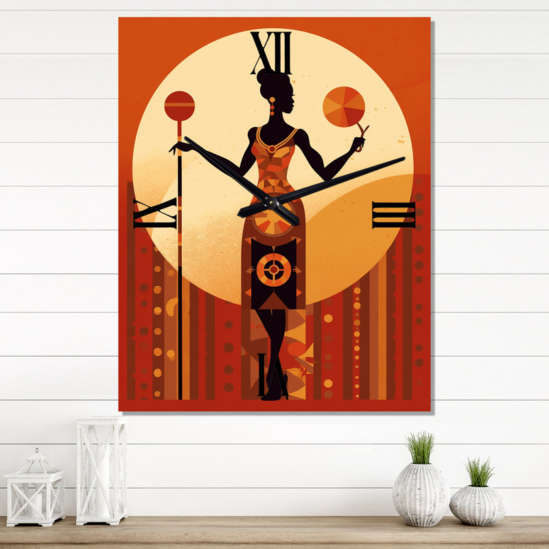 Horloge murale Orisha Oshun avec miroir, déesse africaine, H 28 po x l 12 po x P 1 po