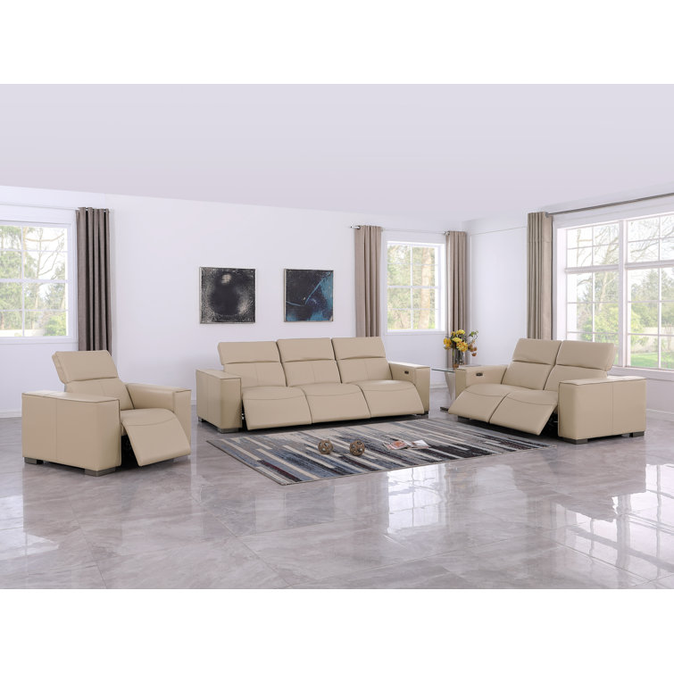 Luxurious 6-Piece Modular Power Reclining Sofa, Loveseat, And Chair Set – 6 Recliners, Genuine Leather With Power Headrests