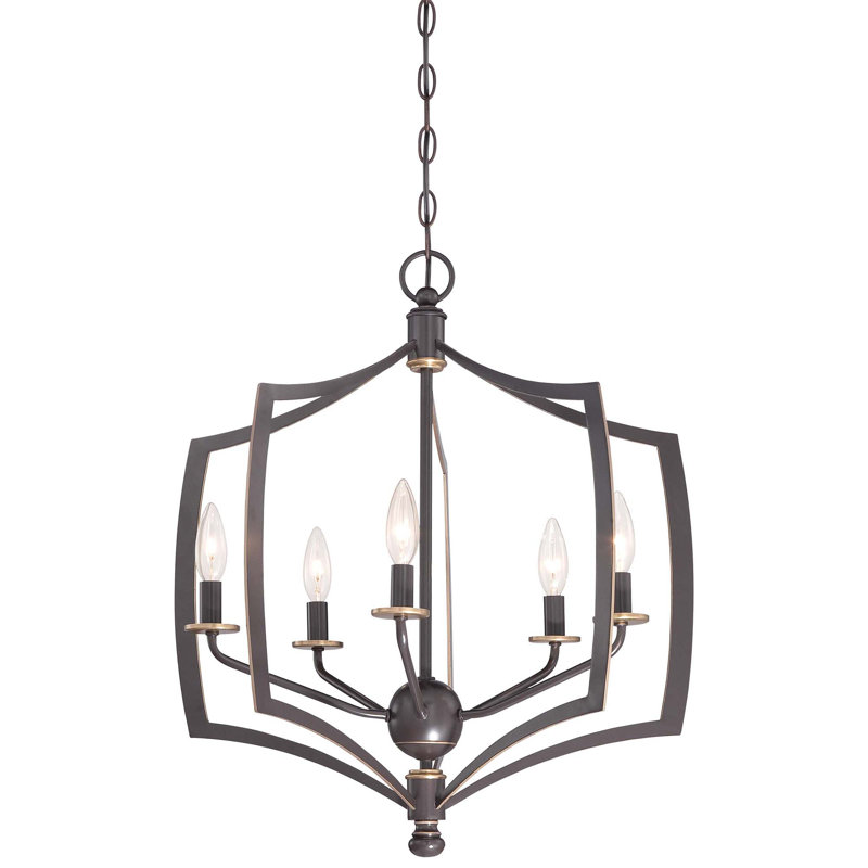 5 - Light Steel Dimmable Geometric Chandelier