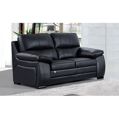 Damica 67" Genuine Leather Pillow Top Arm Loveseat by Wrought Studio