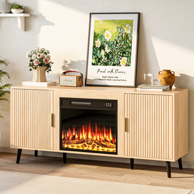 Midcentury Modern TV Stand with 23-Inch Fireplace