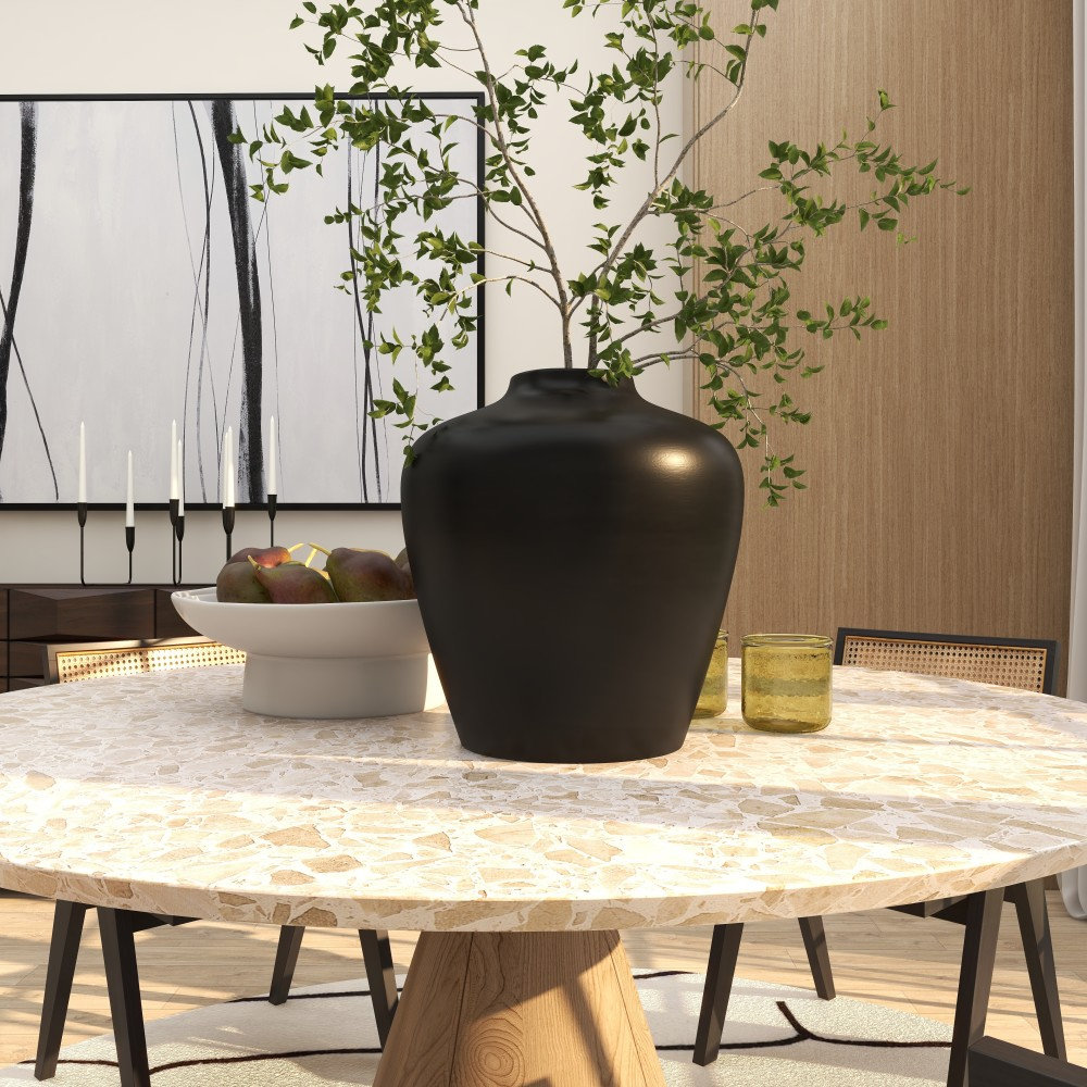Mable Ceramic Table Vase, Black