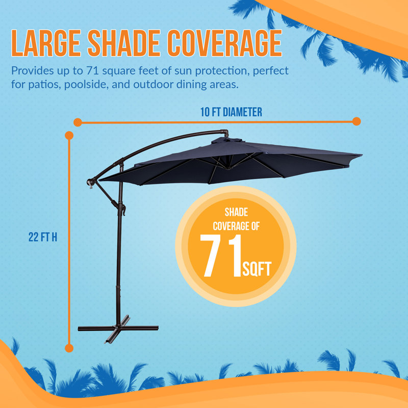 Parasol carré en porte-à-faux 120 po Dwanye, Marine