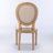 Solid Wood Frame Antique Painting Linen Fabric Rattan Back Dining Chair,Set Of 2