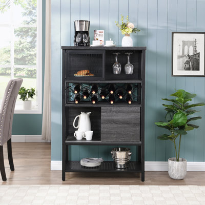Armoire d'appoint en fer avec porte-bouteilles pour boissons alcoolisées et verres Eyder