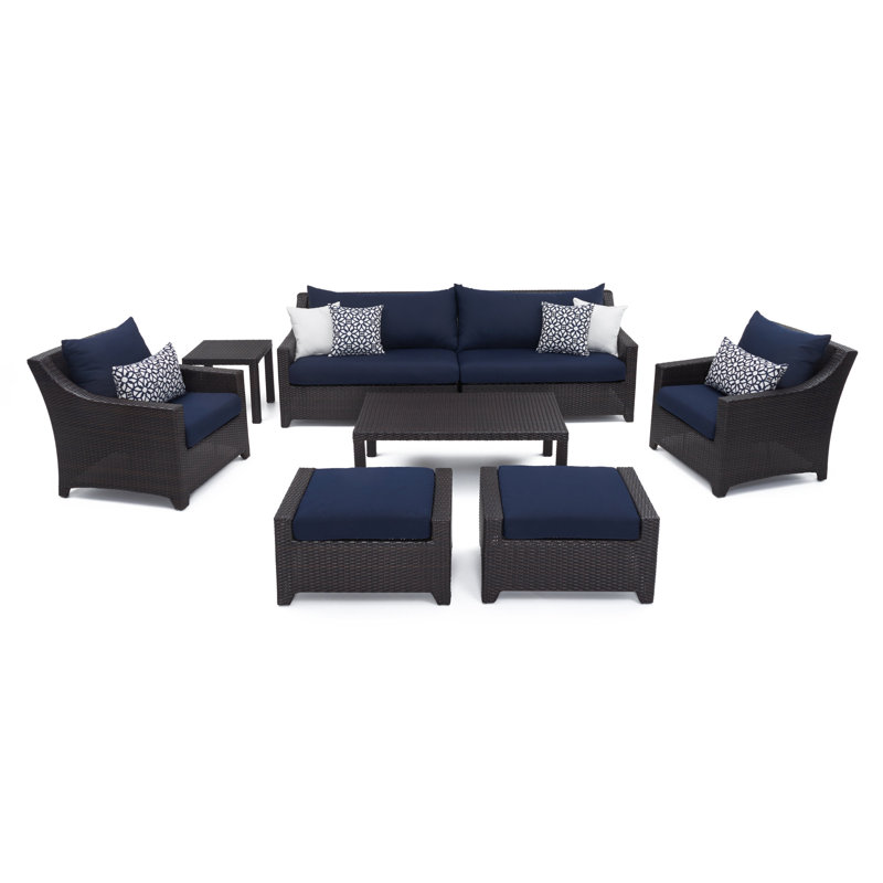 Fionnula 5-Person Patio Seating Set with Sunbrella Cushions, Canvas Navy