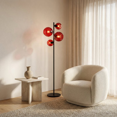 Lampe sur pied Prism à 4 lumières avec globe en verre noir