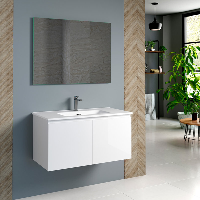 Santori 36'' Single Bathroom Vanity with Ceramic Top, White