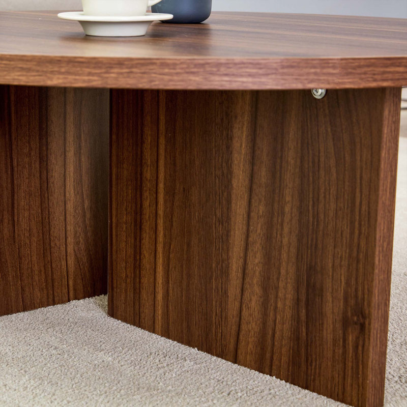Versatile MDF Round Coffee Table, Walnut, Wood