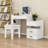 Makeup Vanity Desk with Flip-Top Mirror, Drawers, LED Lighting and Stool-1822542235