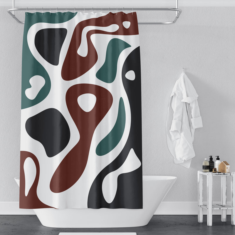 Abstract Mid Century Modern Shower Curtain, 93" H x 70" W