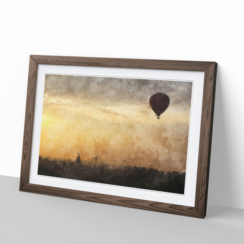 Hot Air Balloon Vol.2 - Picture Frame Painting, 27cm H x 36cm W x 2cm D, Walnut Framed