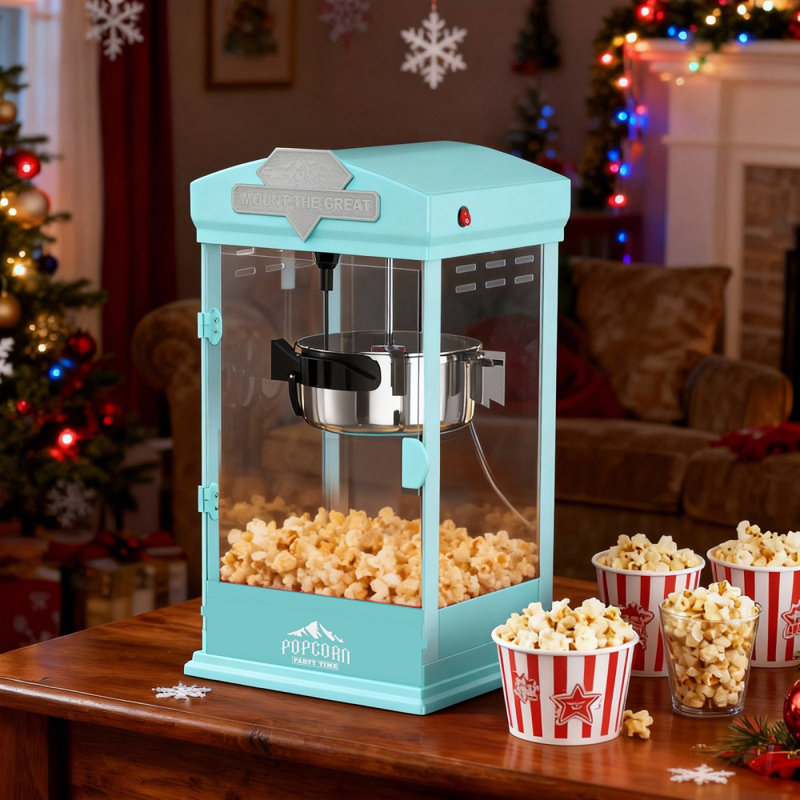 Machine à maïs soufflé portative avec bouilloire de 8 onces et terrasse chauffante - Popper de comptoir compact pour cinéma maison, fêtes et événements - Vert
