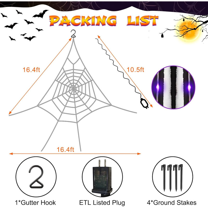 Décoration d'Halloween géante en toile d'araignée pour l'extérieur