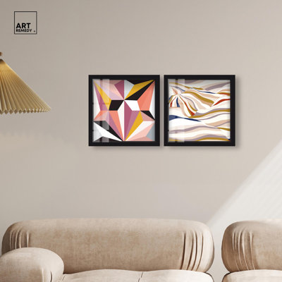 Ensemble de 2 panneaux dorés «Coastal Calm Boho Art» par 