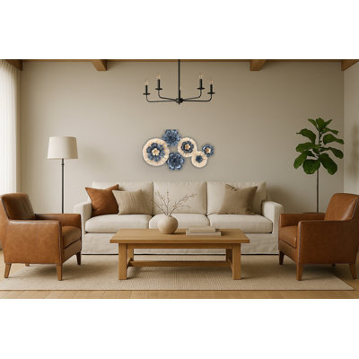 Décoration murale florale en métal - 20 po x 36 po