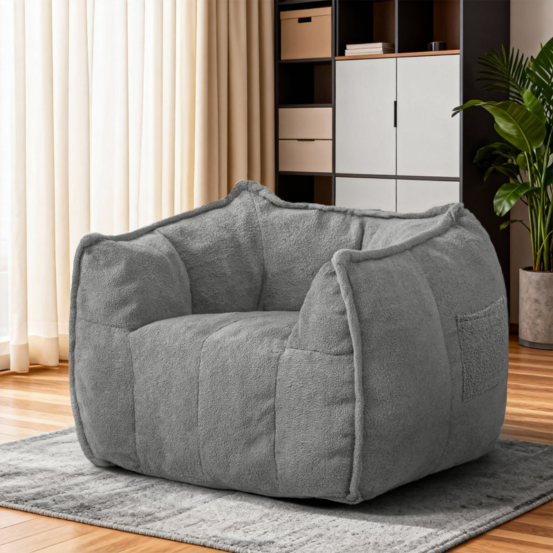 Fauteuil à billes en tissu Kirtis Teddy, Gris