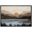 «Western Wood Effect Landscape Mountain Range Lake Trees Nature Abstract Artwork Living Room Decor on Canvas Print-93388837-93388838