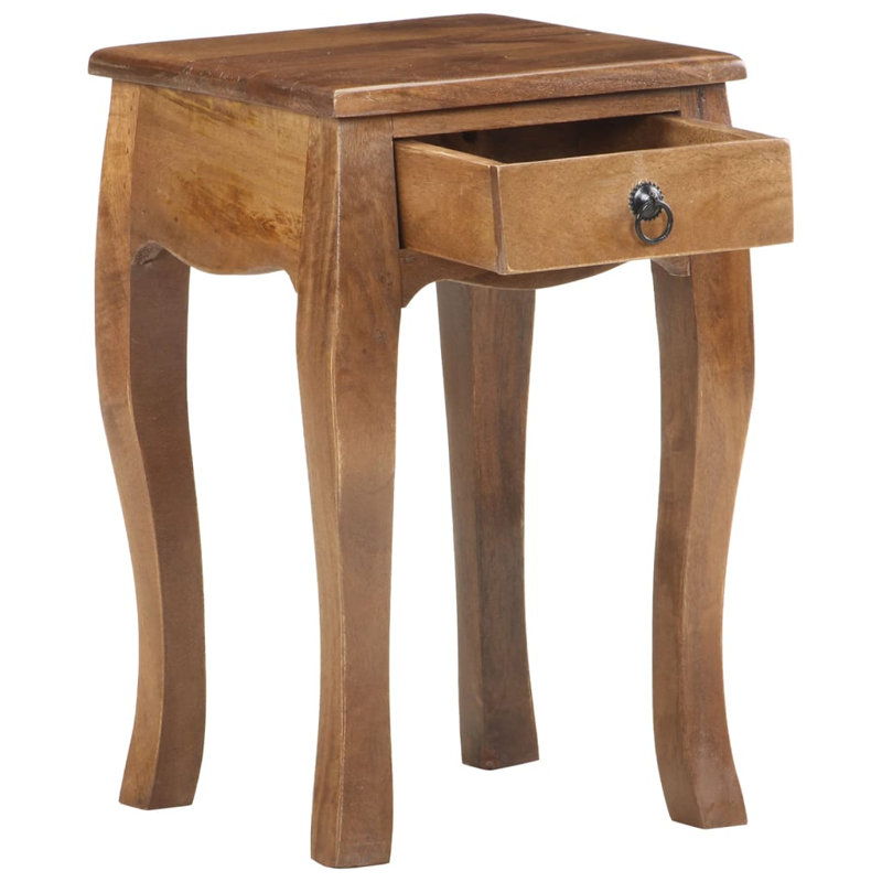 Nightstand Bedside Cabinet Nightstand with Drawer Solid Mango Wood, Brown