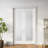 Frosted Glass 1-Lite Sliding Pocket Double Doors White Standard Door with Hardware Kit Set-117407165-117407167