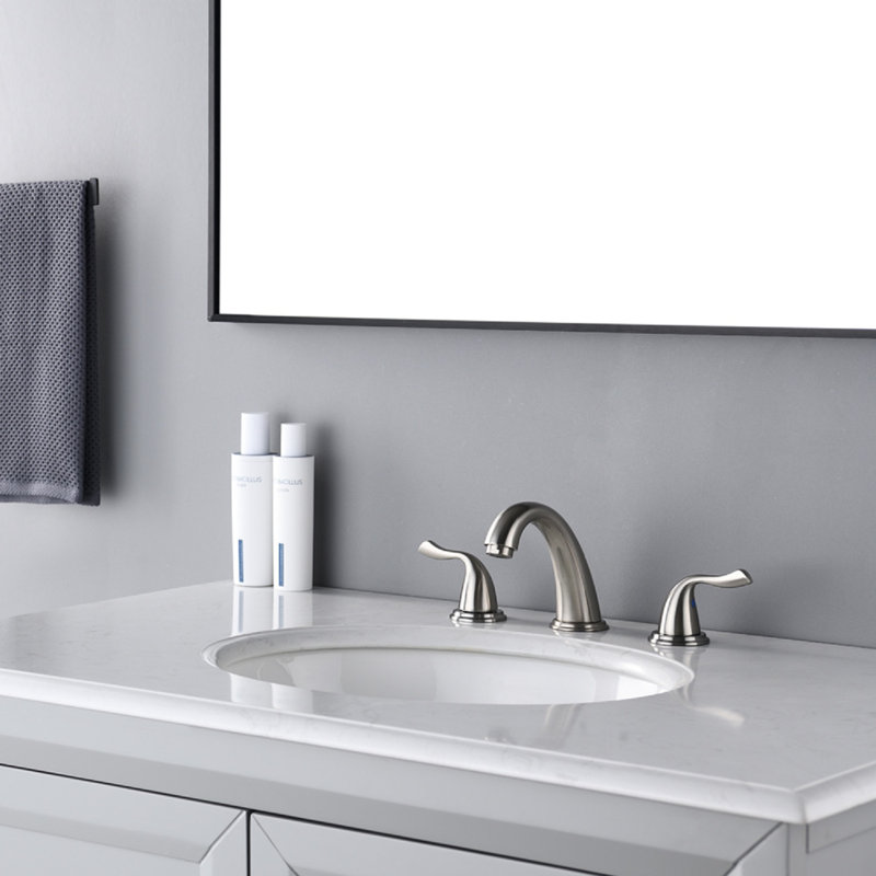 Robinet de salle de bain à large entraxe avec bonde, Nickel brossé