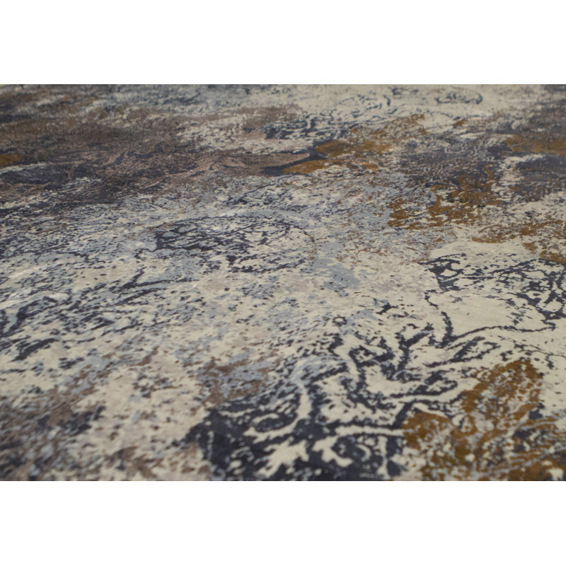 Damask Area Rug in Gray