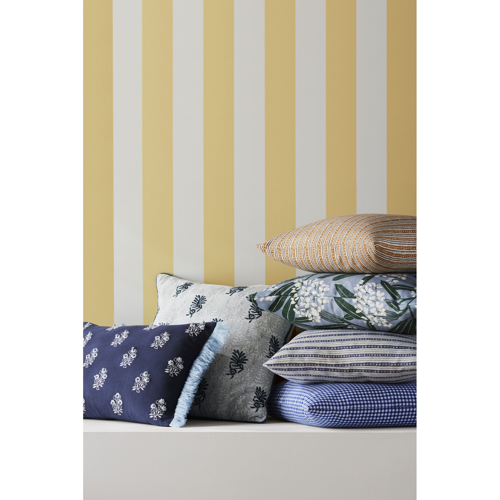 Modern Striped Wallpaper, Yellow/White
