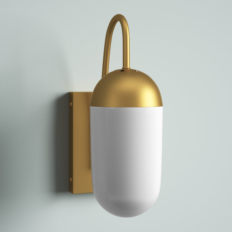 Burrus Dimmable Bath Sconce, White, Brass