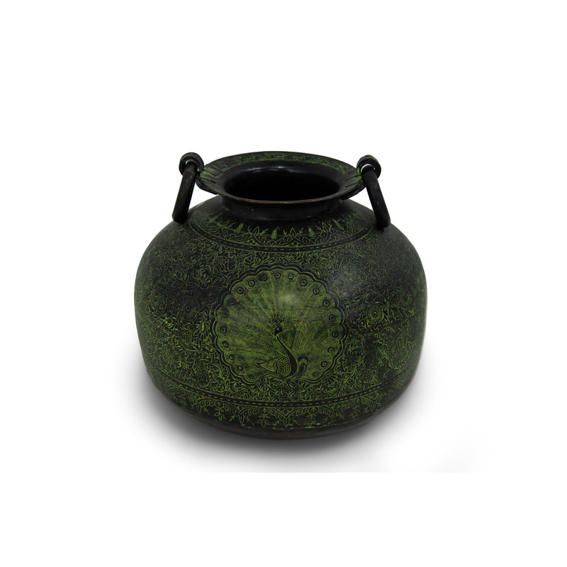 Vase en forme de paon avec poignées en anneau
