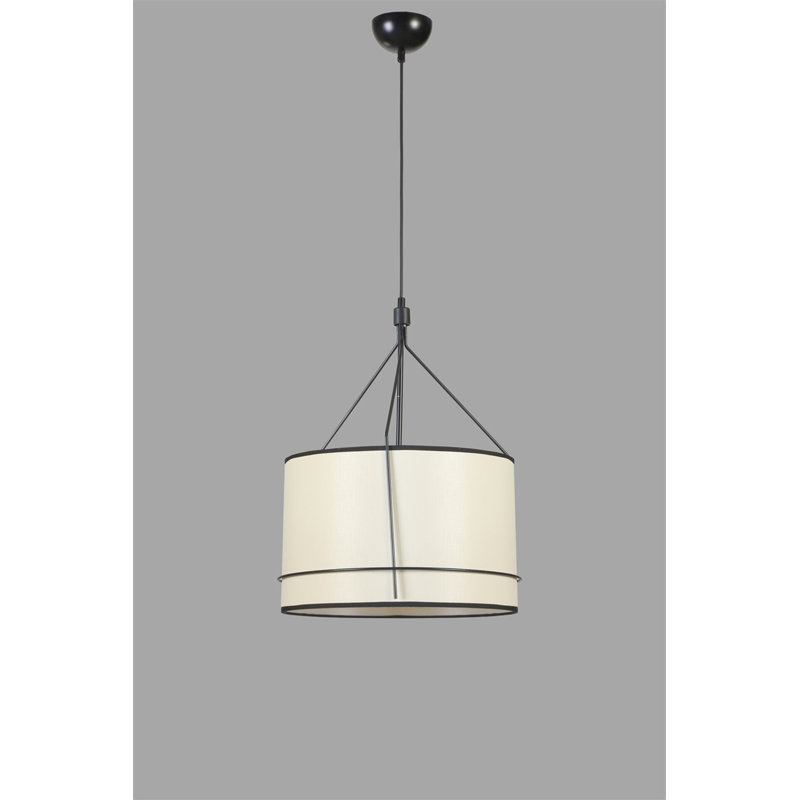 Elegant Adjustable Chandelier, Black & Cream, 15.7 in Diameter | Metal Body, Fabric Cap, 19.7 in to 27.6 in Height | E27 Socket, Max 40W, IP20 | Perfect for Living Room, Dining Room & Modern Décor