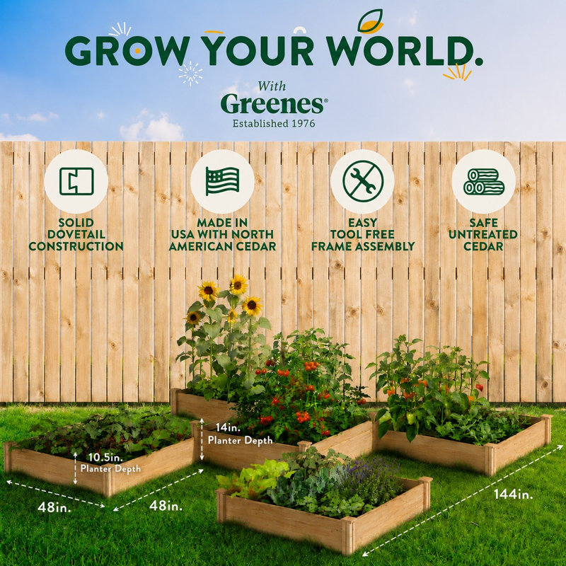 Jardin surélevé en cèdre 12 pi x 12 pi Jaxon, Cèdre
