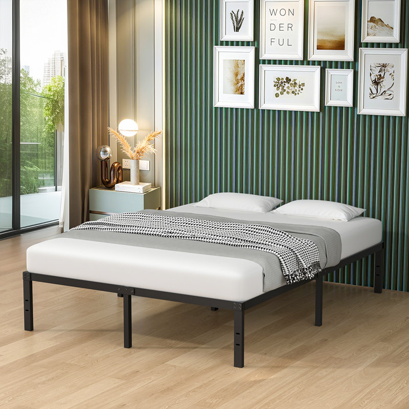 Cadre de lit en métal 14 po sans sommier tapissier Eassy, Grand lit