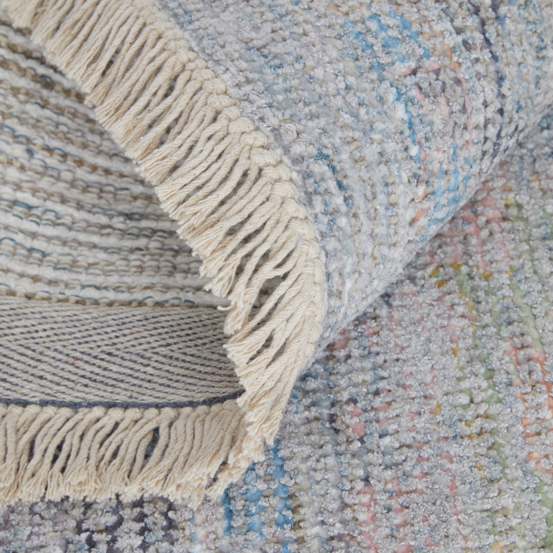 Ramey Transitional Floral & Botanical, Blue/Yellow/Orange, Area Rug, Rectangle 5' x 7'6"