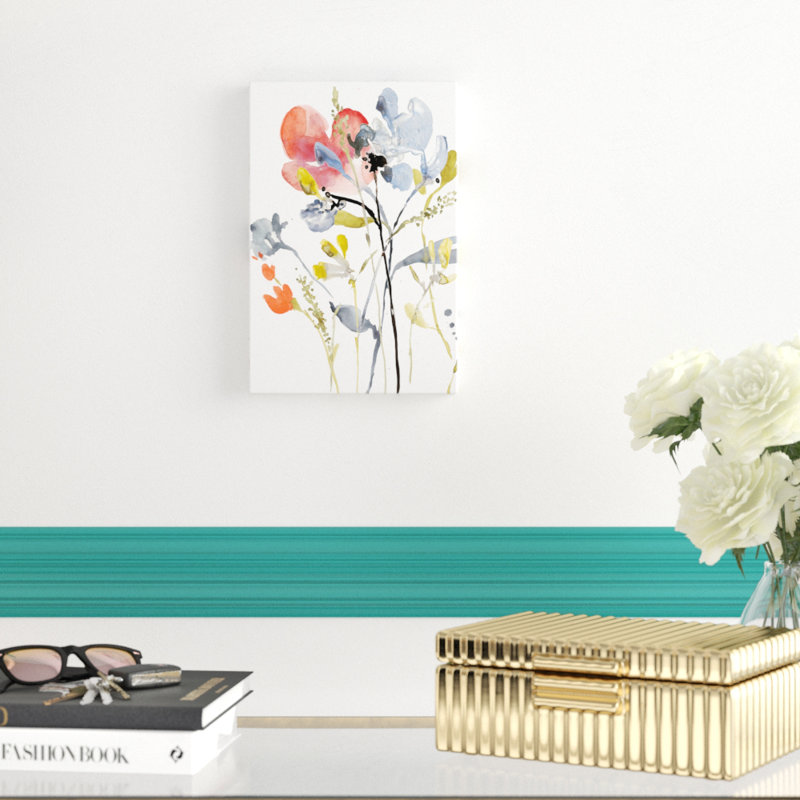 «Flower Overlay I», peinture sur toile, H 12 po x l 8 po