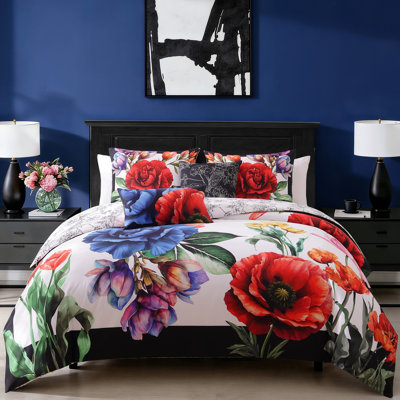 Ensemble d'édredon réversible 100% satin de coton Bebejan Petal Portrait 5 pièces
