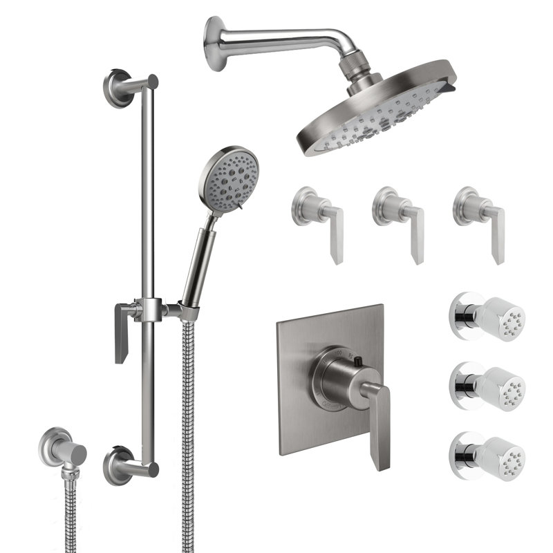 Rincon Bay Styletherm 1.8-Gpm 0.75" Thermostatic Shower System With Body Spray Handshower On Slide Bar And Showerhead