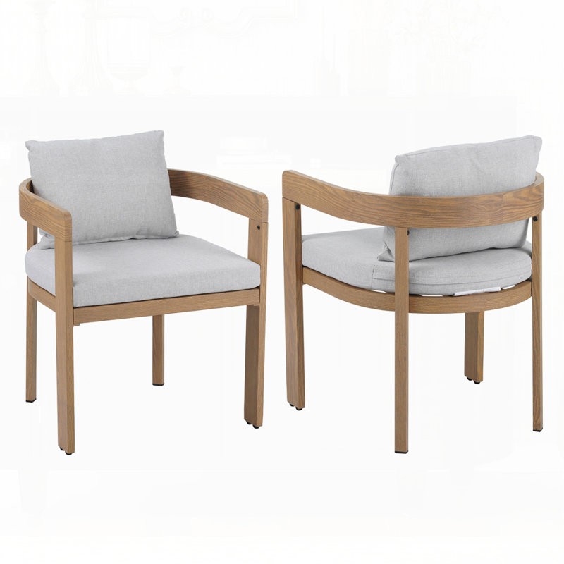 Ensemble de 2 chaises en aluminium, Naturel, Gris clair
