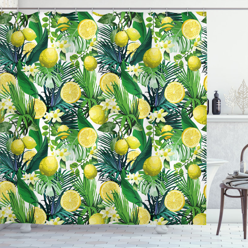 Floral Shower Curtain with Hooks Included, 69" H x 105" W