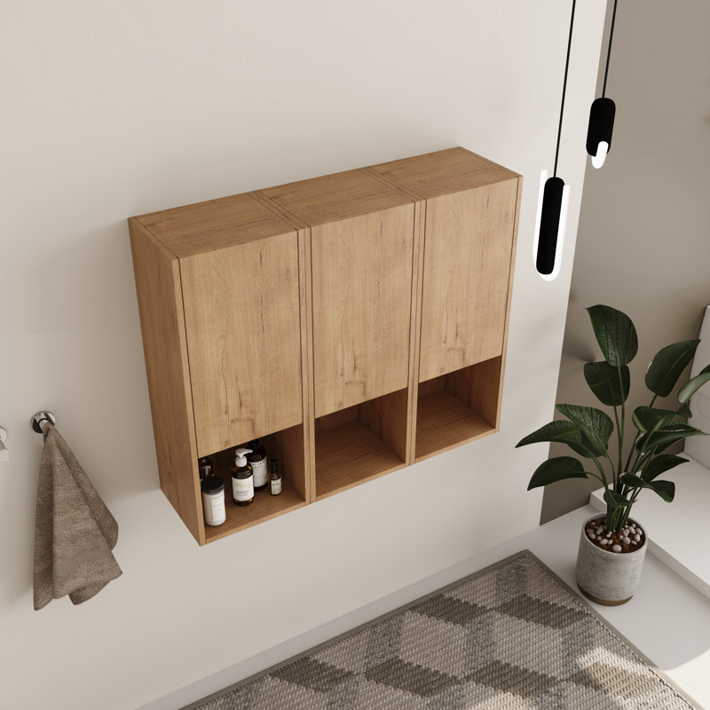 Aldermarsh 29.5"H Wall-Mounted Bathroom Cabinet, 29.5" H x 36" W x 9.81" D, Oak
