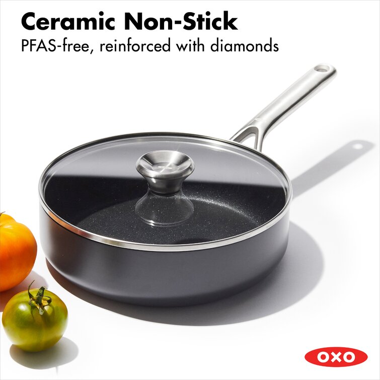 OXO 9.5 Ceramic Pro Non-Stick Skillet with Lid Gray