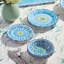 Porto 12pc Melamine Dinnerware Set for 4 – artistically designed Talavera Tile Art, Turquoise Blue Yellow Mandala, Shatterproof Outdoor Plates Bowls, Mediterranean Patio Dining, Poolside Entertaining Magic
