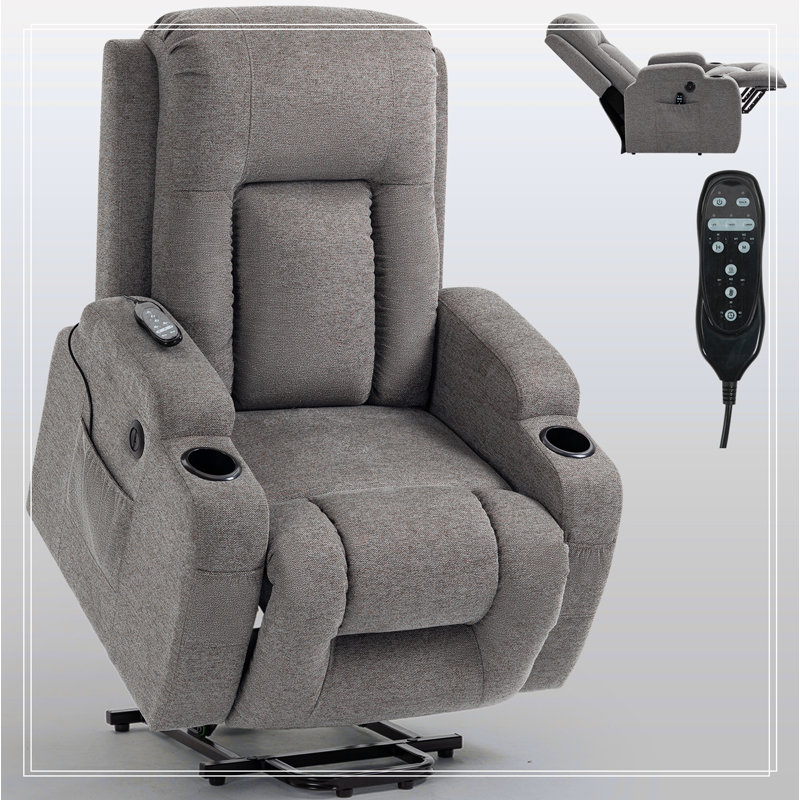 Infinite Position Okin Motor Up to 350 LBS Power Lift Recliner Chair for Elderly, Gray