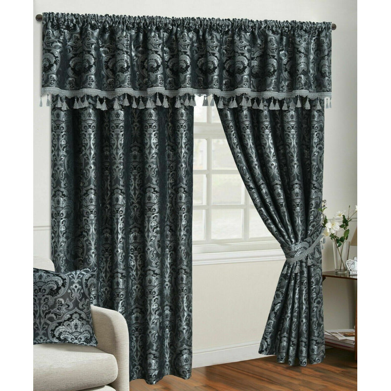 Cotton Blend Semi Sheer Curtain, Grey, 90cm Width x 108cm Drop