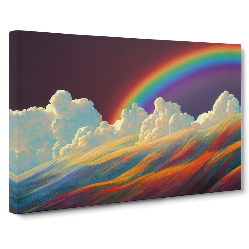 XXX-H1022-WF-7323X Rainbow Through The Clouds Vol.4 - Wrapped Canvas Painting, 35cm H x 50cm W x 3cm D