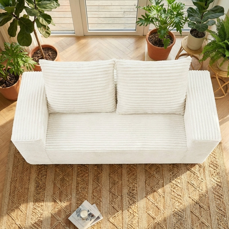 Canapé modulaire Boneless de 78 po pour petit salon Canapé pour petits espaces Canapé désossé sans assemblage, white 63inch