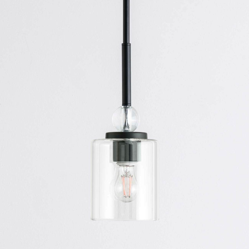 Luminaire suspendu cylindrique simple Achillefs, Noir mat