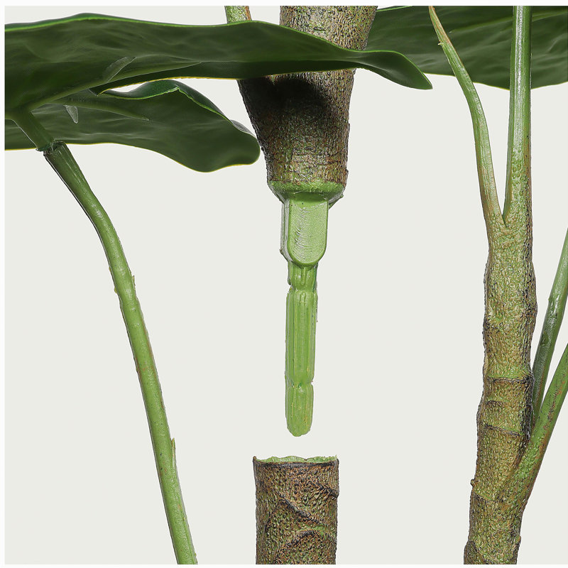 30 po Alocasia artificielle avec pot blanc (ensemble de 2), plante artificielle tropicale réaliste pour la décoration intérieure, le salon, la chambre à coucher et le bureau