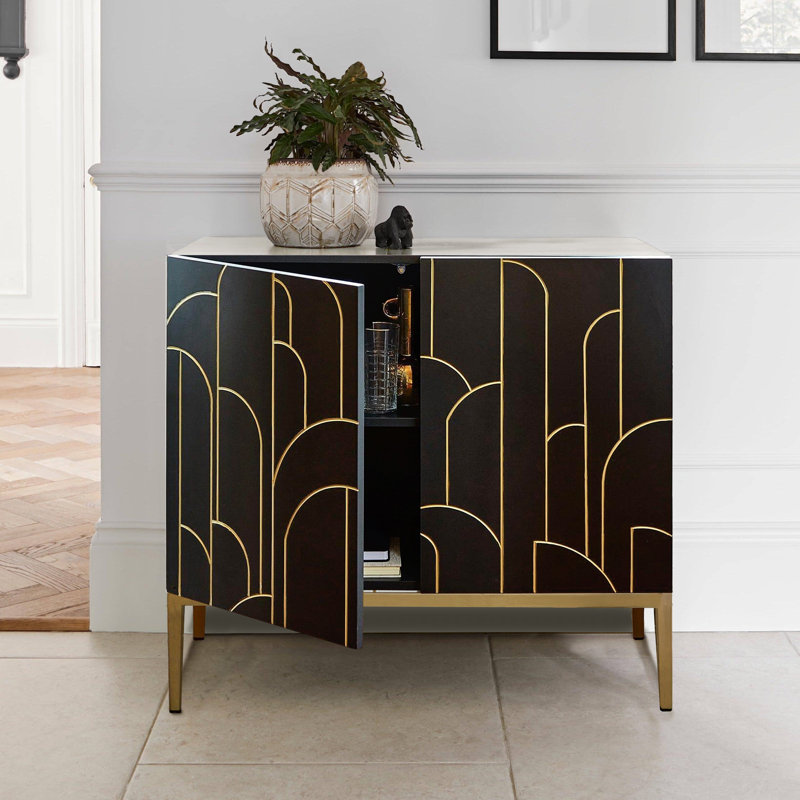 Heathfield Sideboard, 77 cm H x 90 cm W x 40 cm D, Noir Black